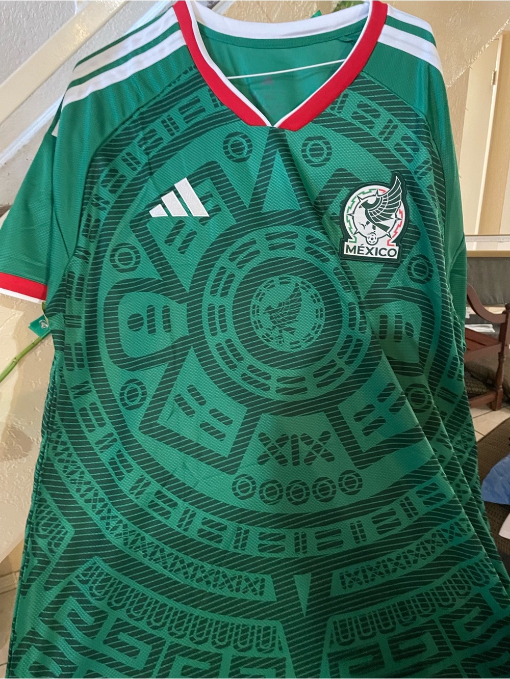 adidas Green Mexico Football Jersey with Red & White Trim